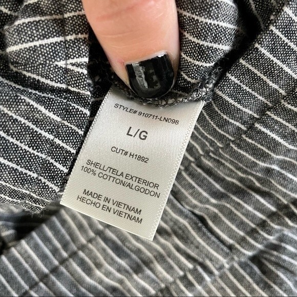 HAVE striped grey paper bag waist ankle pants trousers size L - Picture 6 of 6